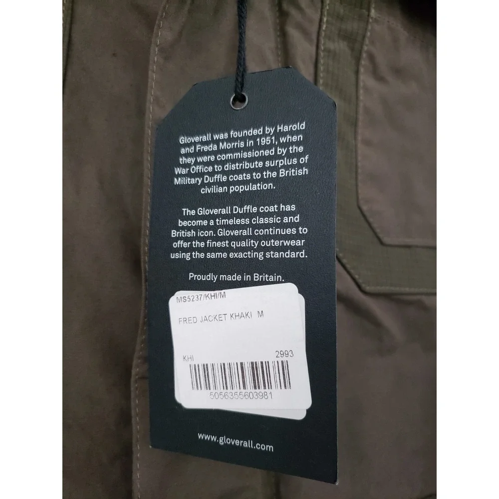 NEW Gloverall Fred Jacket Army Green Men's‎ Medium Utility Bomber Ripstop Chore